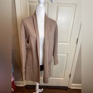 Burgess Women's Open Front cotton and cashmere camel Cardigan Sweater